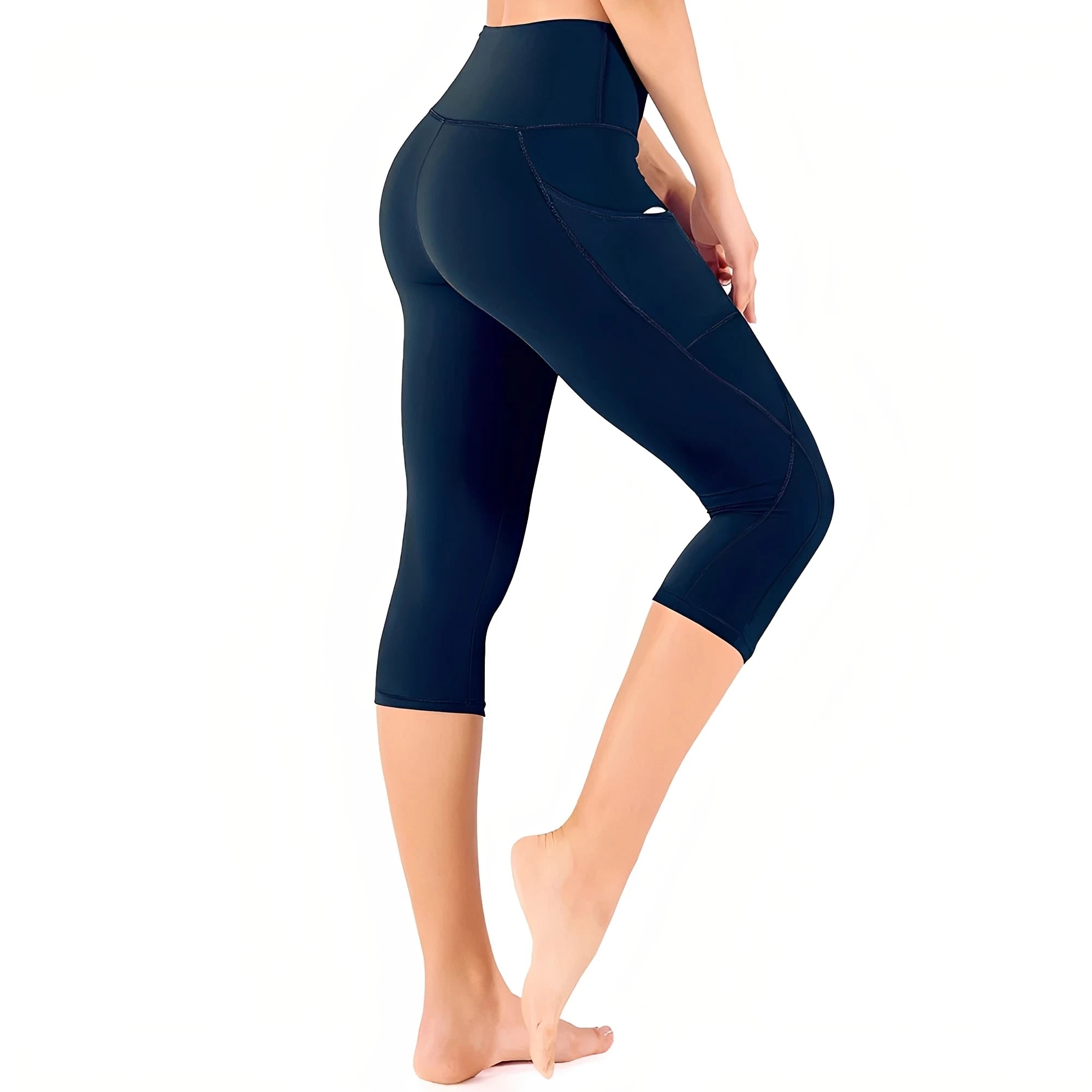 Women's High Waist Capris Side Pocket Yoga Leggings