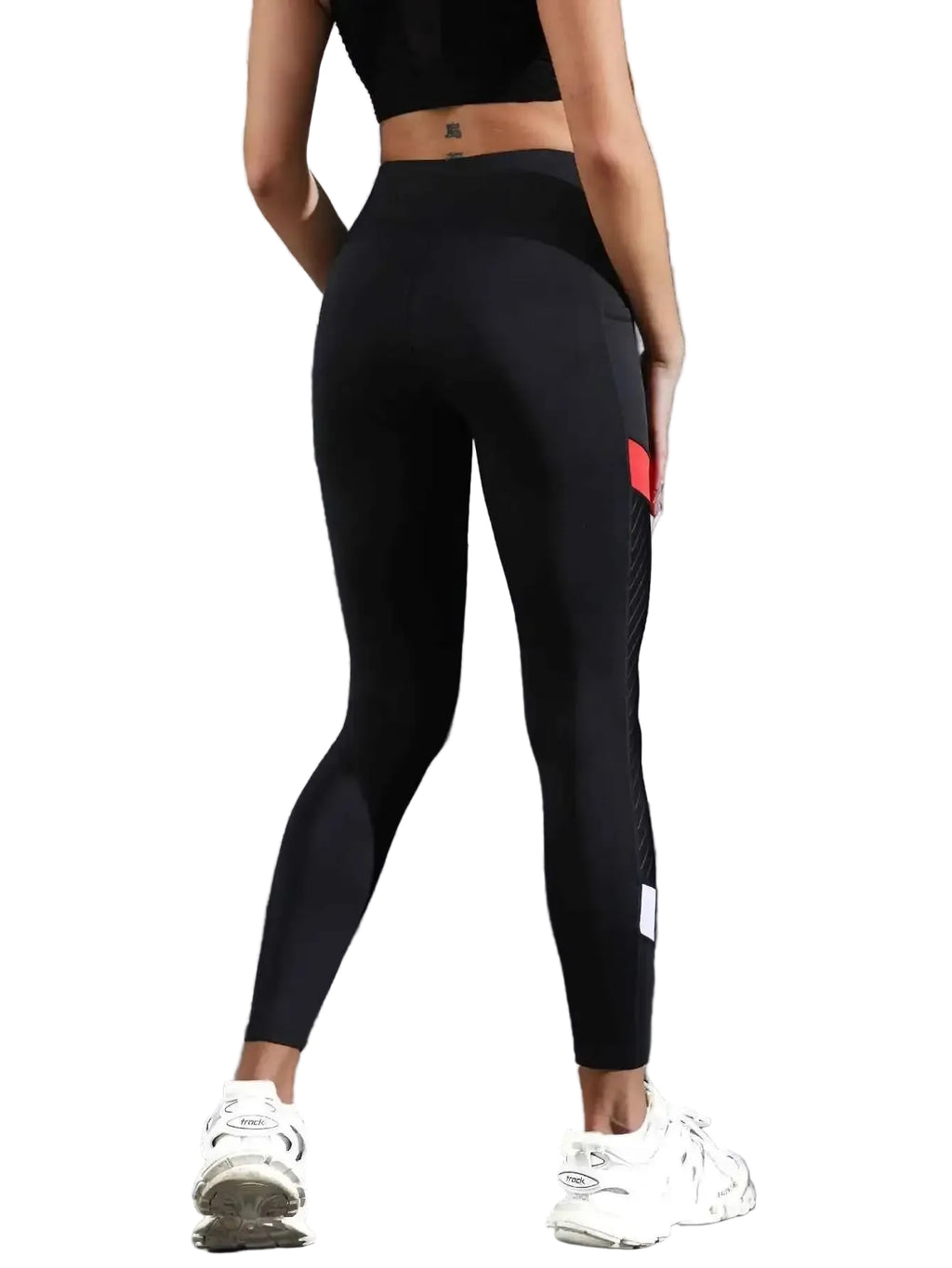 Women's Color Block Mesh High Waist Yoga Leggings
