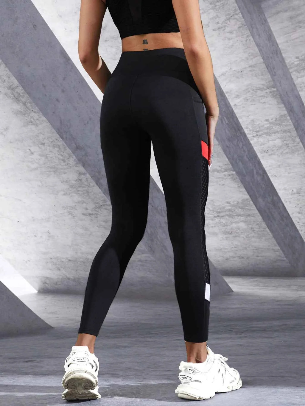 Women's Color Block Mesh High Waist Yoga Leggings