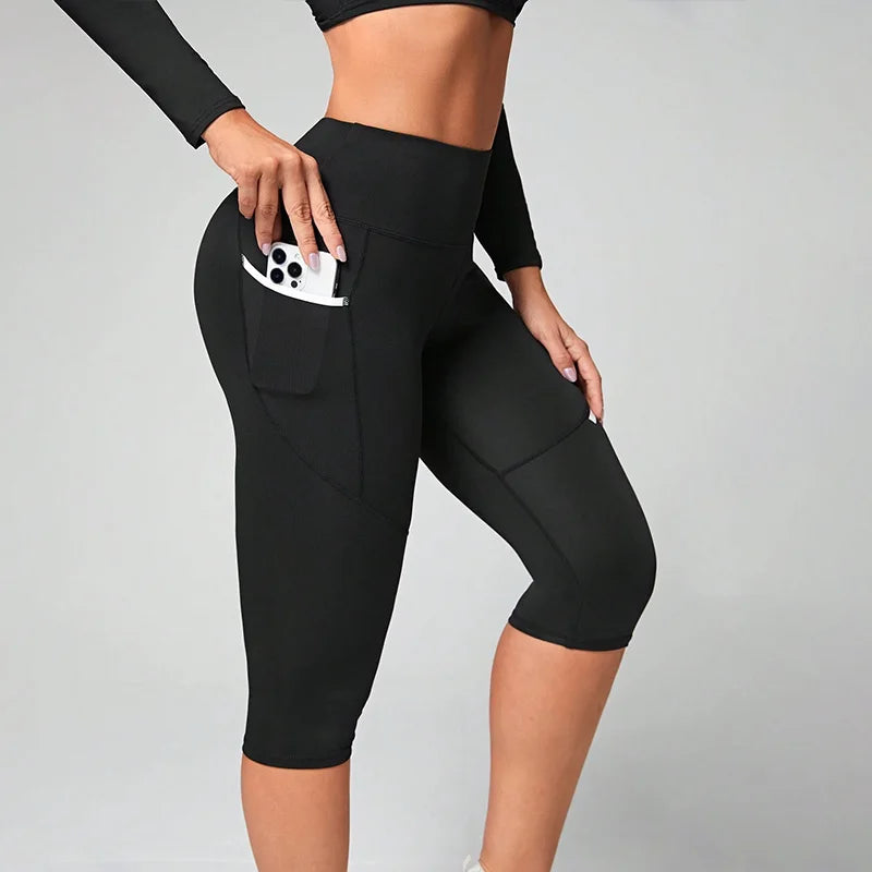 Women's High Waist Yoga Capri Leggings with Pockets