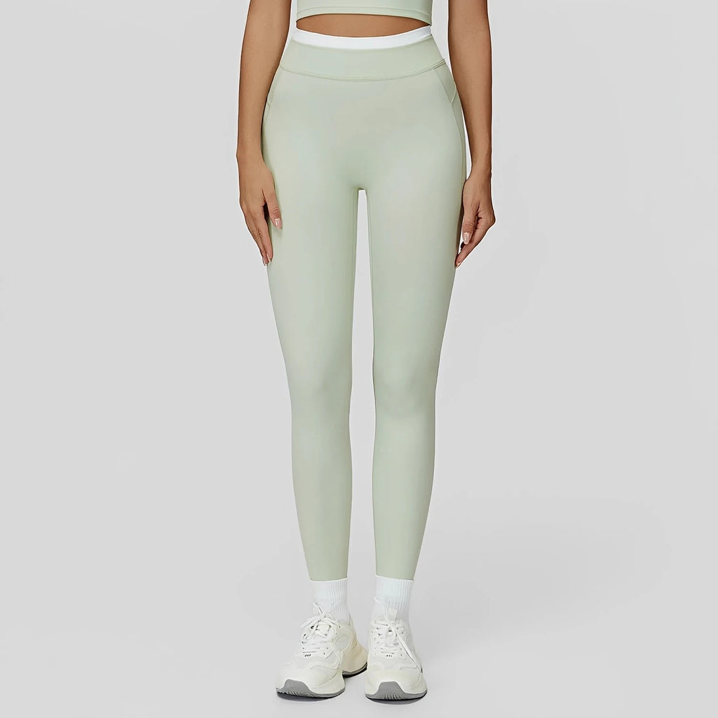 Women's White Top High Waist Fitness Leggings