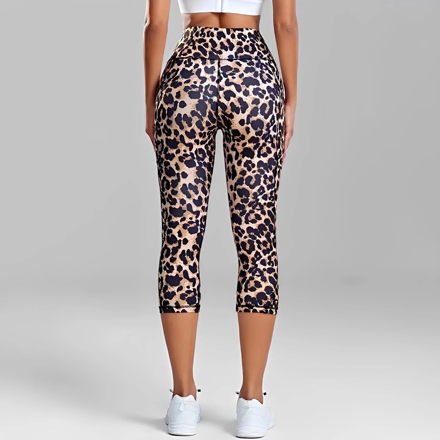 Women's Leopard Print Side Pocket Capris Leggings