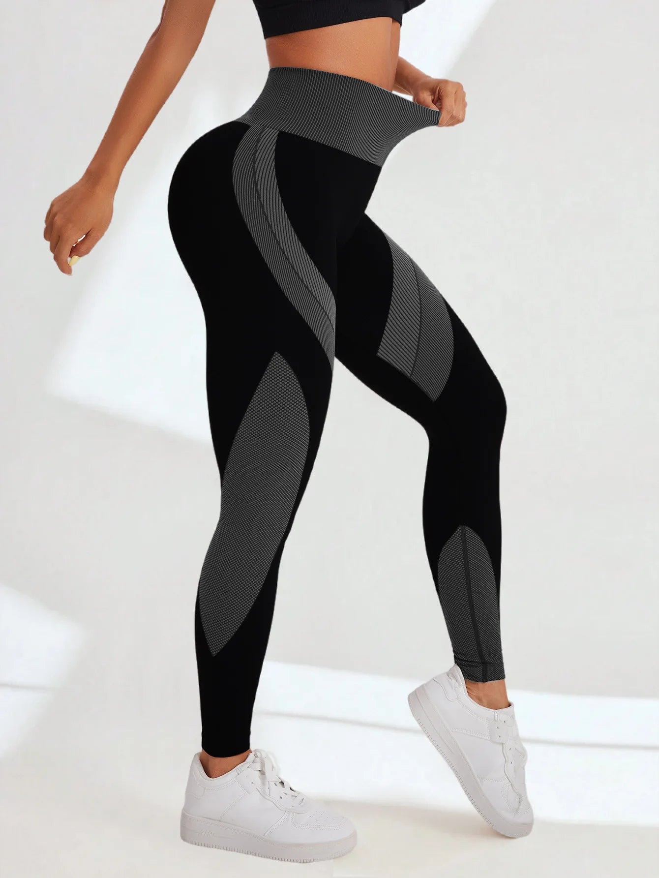 Women's Seamless High Waist Patchwork Yoga Leggings